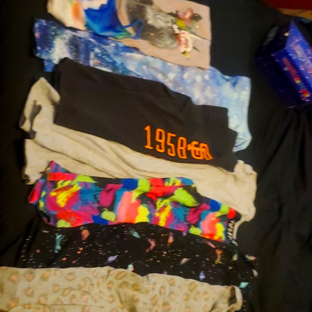 14-16 Girls Lot, 7 leggings, bathing suit, shirt